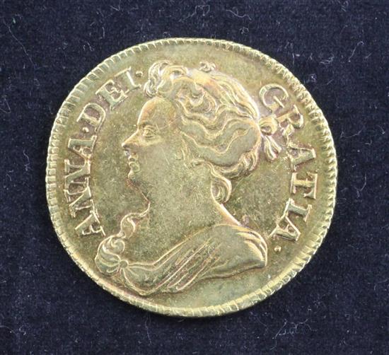 A Queen Anne gold guinea, 1713,